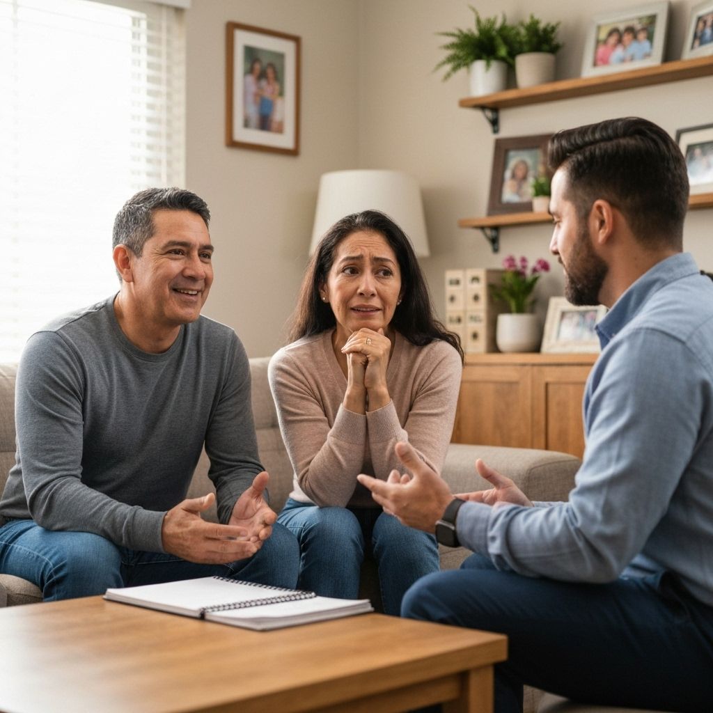 Pareja mexicana consultando sobre deudas